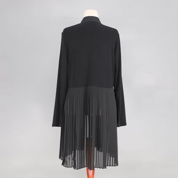 CHICO'S Travelers Slinky Stretch Pleated Hem Open Long Cardigan Black Size 2/L - Picture 4 of 6